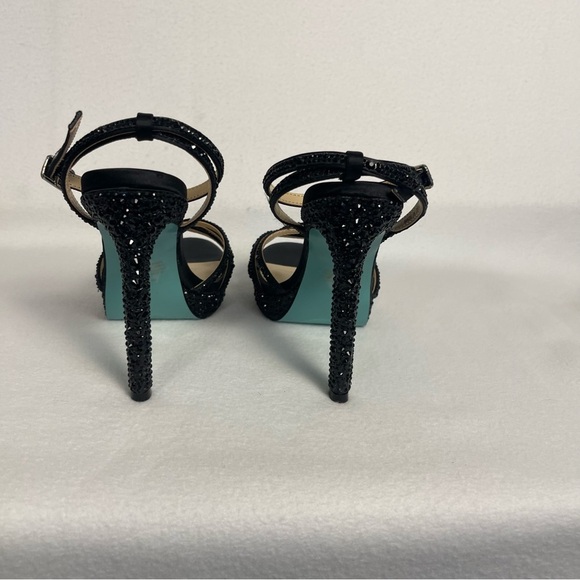 Betsey Johnson Black Strappy Sparkly Heels Size‎ 6 - Picture 5 of 6